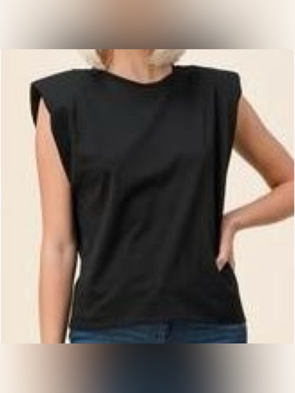 Moodie black blouse with shoulder pads